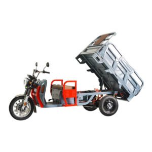 senior riding solar powered electric tricycle safely