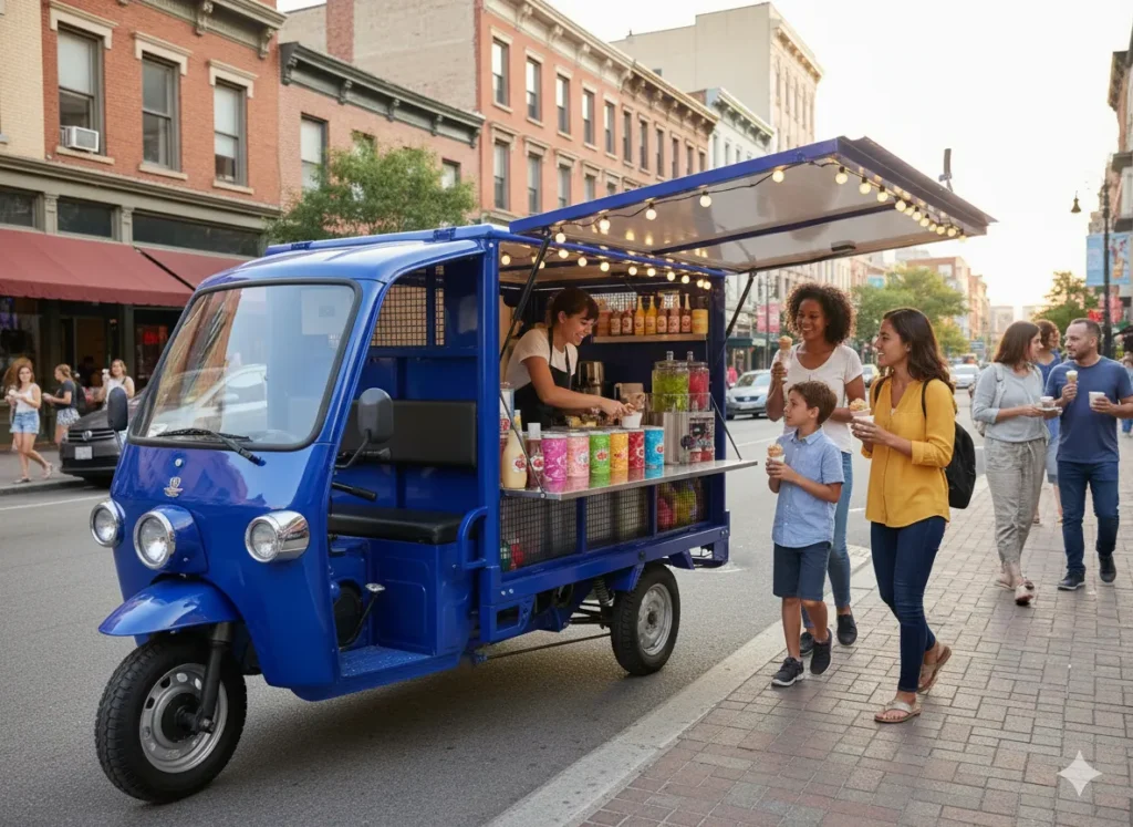 Folding solar trike in storage maintaining solar trike battery life